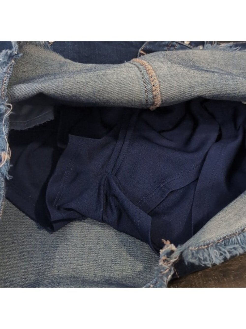 Justice Girls Size 10 Denim Jean Skirt Skort Snap Closure Cut Off Bue Jean - Picture 10 of 13